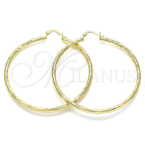 Gold Filled Hoop Earrings — Large Hoop Diamond Cutting 02. — main product view — SKU 143788 | Oro Laminado aretes de aro — Large Hoop Diamond Cutting 02. — SKU 143788