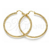 Oro Laminado Large Hoop, Gold Filled Style Hollow Design, Diamond Cutting Finish, Golden Finish, 02.213.0242.1.60