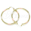 Oro Laminado Large Hoop, Gold Filled Style Diamond Cutting Finish, Tricolor, 02.213.0242.50