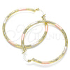 Oro Laminado Large Hoop, Gold Filled Style Diamond Cutting Finish, Tricolor, 02.213.0242.50
