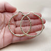 Oro Laminado Large Hoop, Gold Filled Style Hollow Design, Diamond Cutting Finish, Golden Finish, 02.213.0155.50