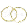Oro Laminado Large Hoop, Gold Filled Style Hollow Design, Diamond Cutting Finish, Golden Finish, 02.213.0155.50