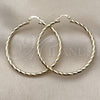 Oro Laminado Large Hoop, Gold Filled Style Hollow Design, Diamond Cutting Finish, Golden Finish, 02.213.0155.50
