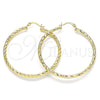 Oro Laminado Large Hoop, Gold Filled Style Hollow Design, Diamond Cutting Finish, Golden Finish, 02.213.0155.50