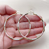 Oro Laminado Large Hoop, Gold Filled Style Hollow Design, Diamond Cutting Finish, Tricolor, 02.213.0243.60