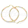 Oro Laminado Large Hoop, Gold Filled Style Hollow Design, Diamond Cutting Finish, Tricolor, 02.213.0243.60