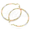 Oro Laminado Large Hoop, Gold Filled Style Hollow Design, Diamond Cutting Finish, Tricolor, 02.213.0243.60