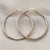 Oro Laminado Large Hoop, Gold Filled Style Hollow Design, Diamond Cutting Finish, Tricolor, 02.213.0243.60