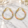 Oro Laminado Medium Hoop, Gold Filled Style Diamond Cutting Finish, Tricolor, 02.213.0155.1.30