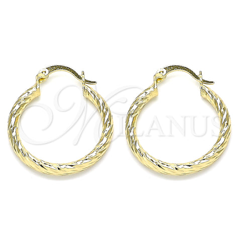 Oro Laminado Small Hoop, Gold Filled Style Diamond Cutting Finish, Golden Finish, 02.213.0155.25