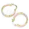 Oro Laminado Small Hoop, Gold Filled Style Diamond Cutting Finish, Tricolor, 02.213.0155.1.25
