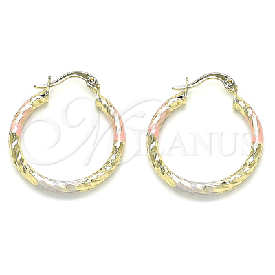 Gold Filled Hoop Earrings — Small Hoop Diamond Cutting Tricolor 02. for wholesale, main product view