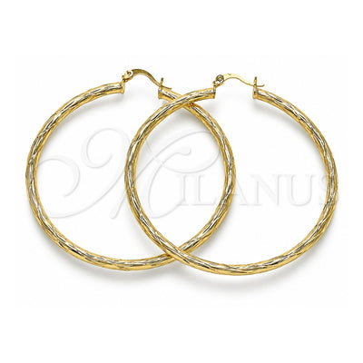 Oro Laminado Large Hoop, Gold Filled Style Diamond Cutting Finish, Golden Finish, 02.213.0244.1.60