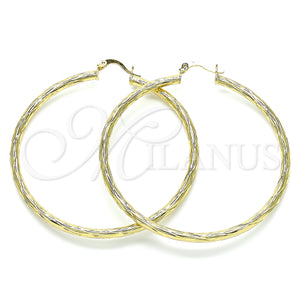 Gold Filled Hoop Earrings — Large Hoop Diamond Cutting 02. — main product view — SKU 143802 | Oro Laminado aretes de aro — Large Hoop Diamond Cutting 02. — SKU 143802