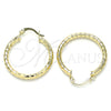 Oro Laminado Medium Hoop, Gold Filled Style Hollow Design, Diamond Cutting Finish, Golden Finish, 02.213.0243.1.30