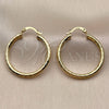Oro Laminado Medium Hoop, Gold Filled Style Hollow Design, Diamond Cutting Finish, Golden Finish, 02.213.0243.1.30