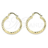 Oro Laminado Medium Hoop, Gold Filled Style Hollow Design, Diamond Cutting Finish, Golden Finish, 02.213.0243.1.30