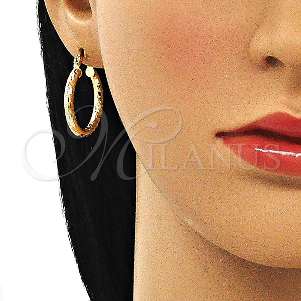 Gold Filled Hoop Earrings — Small Hoop Diamond Cutting 02. — alternate product view — SKU 143804 | Oro Laminado aretes de aro — Small Hoop Diamond Cutting 02. — SKU 143804