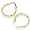 Oro Laminado Small Hoop, Gold Filled Style Hollow Design, Diamond Cutting Finish, Golden Finish, 02.213.0243.1.25