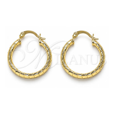 Oro Laminado Small Hoop, Gold Filled Style Hollow Design, Diamond Cutting Finish, Golden Finish, 02.213.0243.1.25