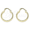 Oro Laminado Small Hoop, Gold Filled Style Hollow Design, Diamond Cutting Finish, Golden Finish, 02.213.0243.1.25