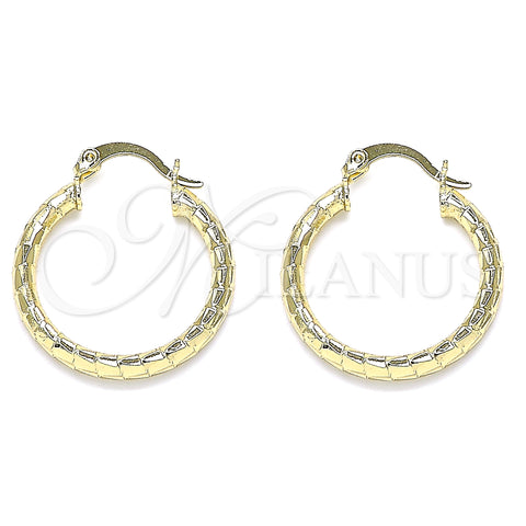 Oro Laminado Small Hoop, Gold Filled Style Diamond Cutting Finish, Golden Finish, 02.213.0243.1.25