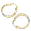 Oro Laminado Small Hoop, Gold Filled Style Diamond Cutting Finish, Tricolor, 02.213.0243.25