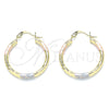 Oro Laminado Small Hoop, Gold Filled Style Diamond Cutting Finish, Tricolor, 02.213.0243.25