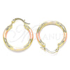 Oro Laminado Small Hoop, Gold Filled Style Diamond Cutting Finish, Tricolor, 02.213.0244.25