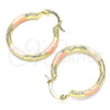 Oro Laminado Small Hoop, Gold Filled Style Diamond Cutting Finish, Tricolor, 02.213.0244.25
