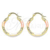 Oro Laminado Small Hoop, Gold Filled Style Diamond Cutting Finish, Tricolor, 02.213.0244.25