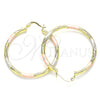 Oro Laminado Medium Hoop, Gold Filled Style Diamond Cutting Finish, Tricolor, 02.213.0244.40