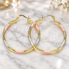 Oro Laminado Medium Hoop, Gold Filled Style Diamond Cutting Finish, Tricolor, 02.213.0244.40