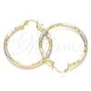 Oro Laminado Medium Hoop, Gold Filled Style Diamond Cutting Finish, Tricolor, 02.213.0245.40