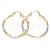 Oro Laminado Medium Hoop, Gold Filled Style Diamond Cutting Finish, Tricolor, 02.213.0245.40