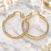 Oro Laminado Medium Hoop, Gold Filled Style Diamond Cutting Finish, Tricolor, 02.213.0245.40