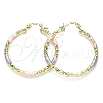 Gold Filled Hoop Earrings — Medium Hoop Diamond Cutting Tricolor 02. for wholesale, main product view