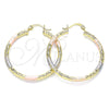 Oro Laminado Medium Hoop, Gold Filled Style Diamond Cutting Finish, Tricolor, 02.213.0245.40