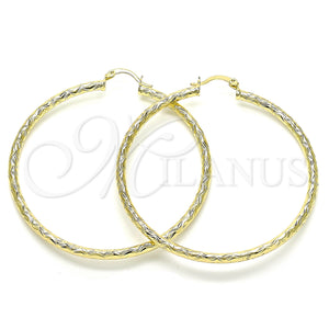 Gold Filled Hoop Earrings — Large Hoop Diamond Cutting 02. — main product view — SKU 143811 | Oro Laminado aretes de aro — Large Hoop Diamond Cutting 02. — SKU 143811
