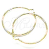 Oro Laminado Extra Large Hoop, Gold Filled Style Diamond Cutting Finish, Tricolor, 02.213.0245.70