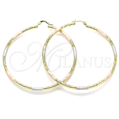 Gold Filled Hoop Earrings — Extra Large Hoop Diamond Cutting Tricolor 02. for wholesale, main product view