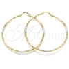 Oro Laminado Extra Large Hoop, Gold Filled Style Diamond Cutting Finish, Tricolor, 02.213.0245.70