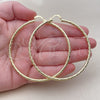 Oro Laminado Extra Large Hoop, Gold Filled Style Diamond Cutting Finish, Golden Finish, 02.213.0245.1.70