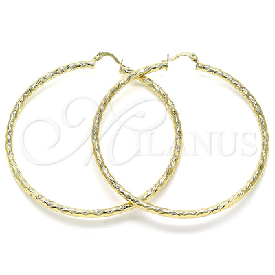 Oro Laminado Extra Large Hoop, Gold Filled Style Diamond Cutting Finish, Golden Finish, 02.213.0245.1.70