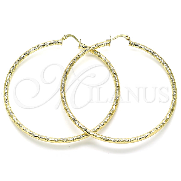 Oro Laminado Extra Large Hoop, Gold Filled Style Diamond Cutting Finish, Golden Finish, 02.213.0245.1.70