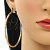 Oro Laminado Extra Large Hoop, Gold Filled Style Diamond Cutting Finish, Tricolor, 02.213.0246.70