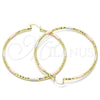 Oro Laminado Extra Large Hoop, Gold Filled Style Diamond Cutting Finish, Tricolor, 02.213.0246.70