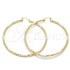 Oro Laminado Extra Large Hoop, Gold Filled Style Diamond Cutting Finish, Tricolor, 02.213.0246.70