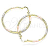 Oro Laminado Large Hoop, Gold Filled Style Diamond Cutting Finish, Tricolor, 02.213.0245.50