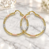 Oro Laminado Large Hoop, Gold Filled Style Diamond Cutting Finish, Tricolor, 02.213.0245.50